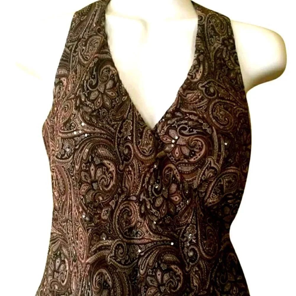 Banana Republic Silk and Sequin Paisley Halter Top